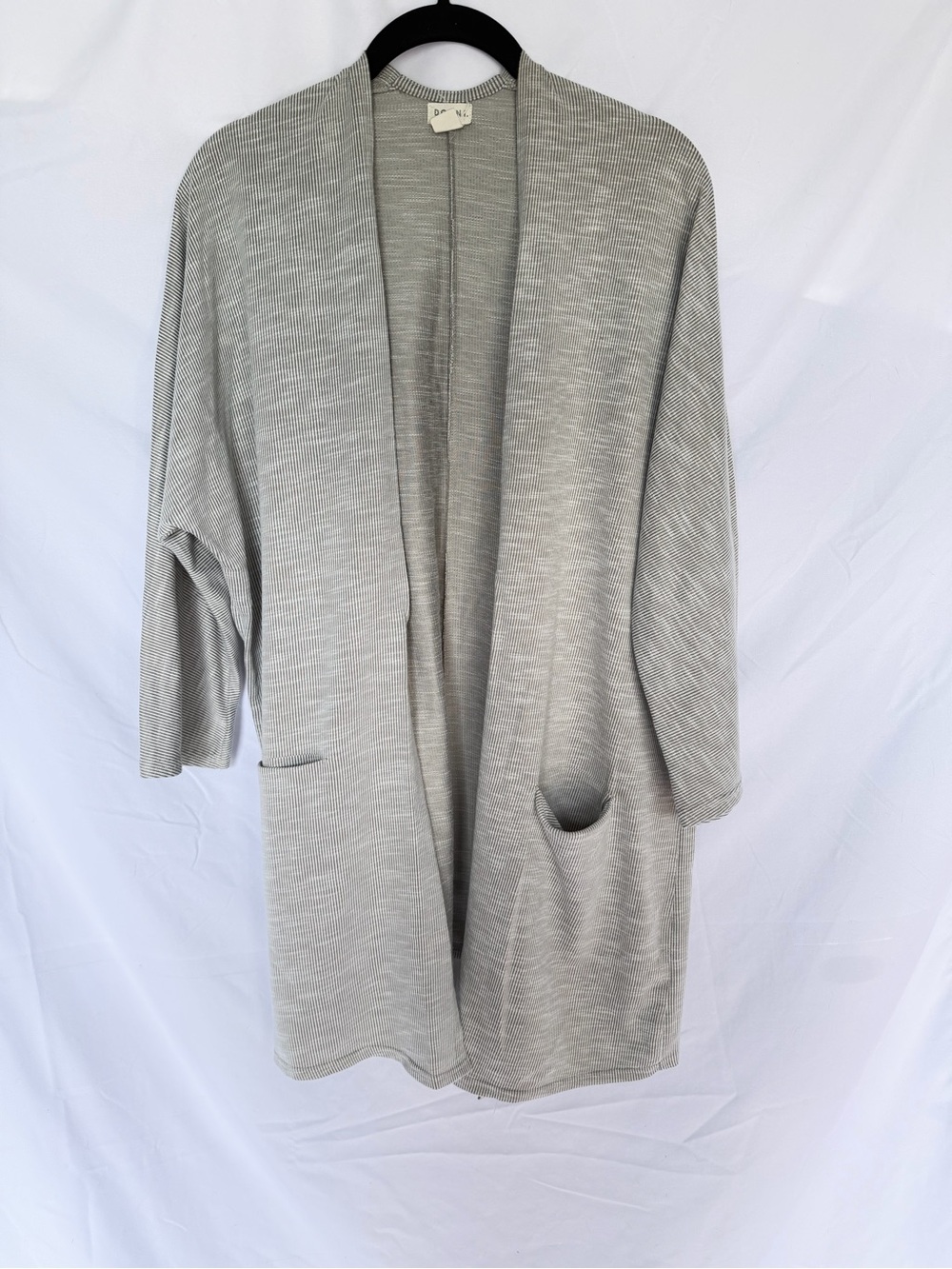 Donni Light Gray Open Front Ribbed Cardigan